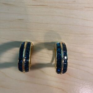 Nolan Miller Glamour Collection Gold-tone & Sapphire-like Earrings